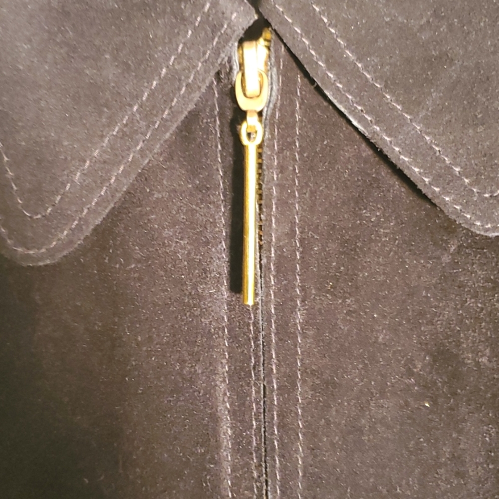 SUEDE VEST/ DARK NAVY BLUE  SIZE 14 - ELLEN TRACY - Picture 3 of 7